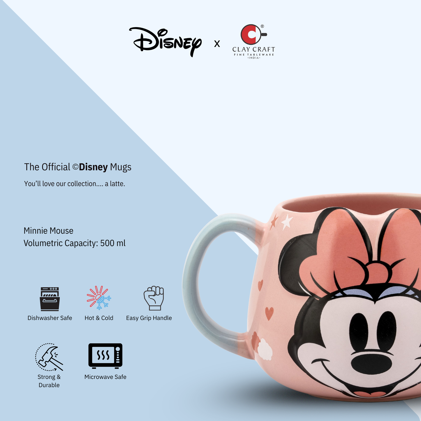 Disney Minnie Mouse Pebble Coffee & Milk Mug 1 Piece, 500ml