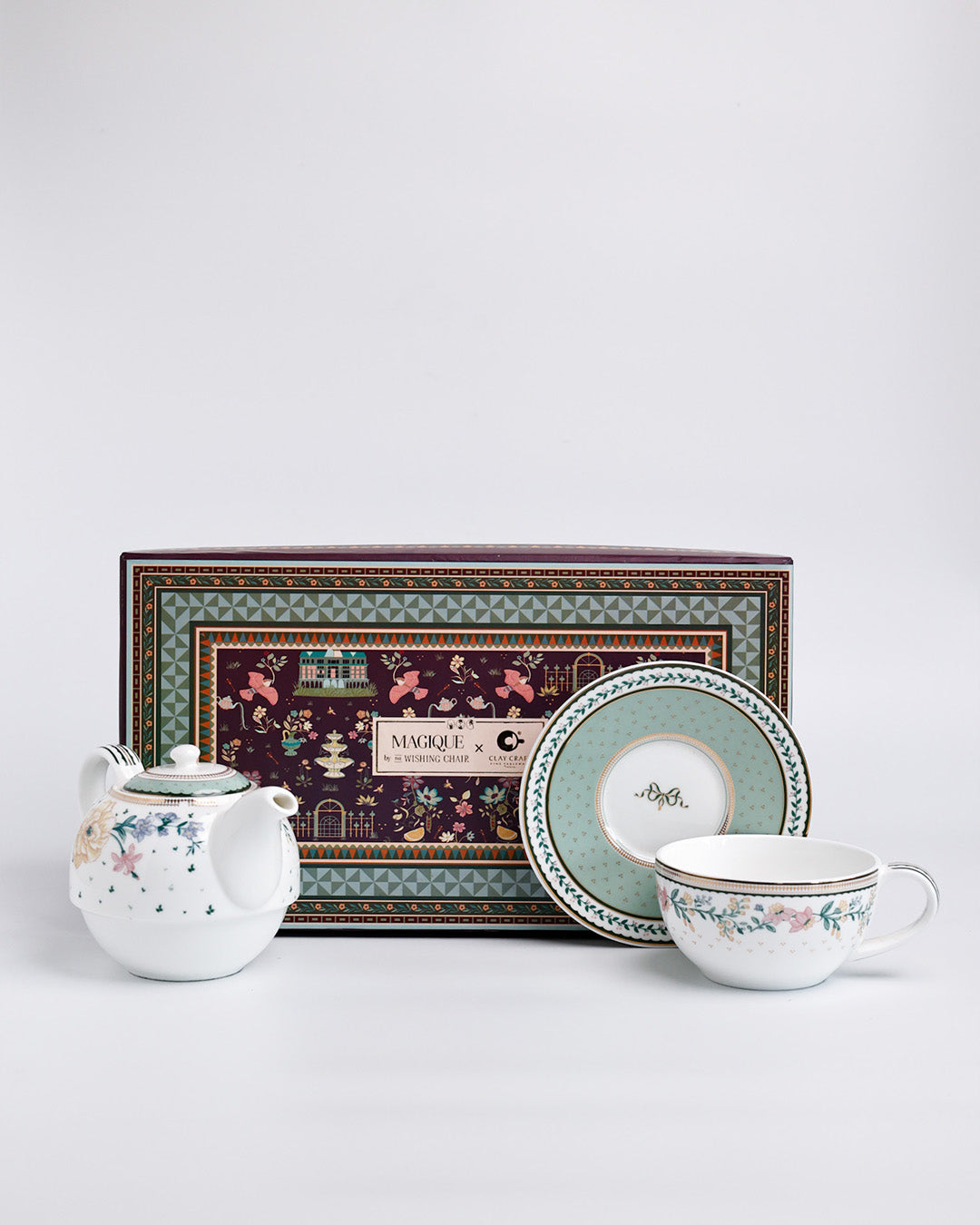 Magique by The Wishing Chair x Clay Craft, Emerald Ribbon – Tea for One Set