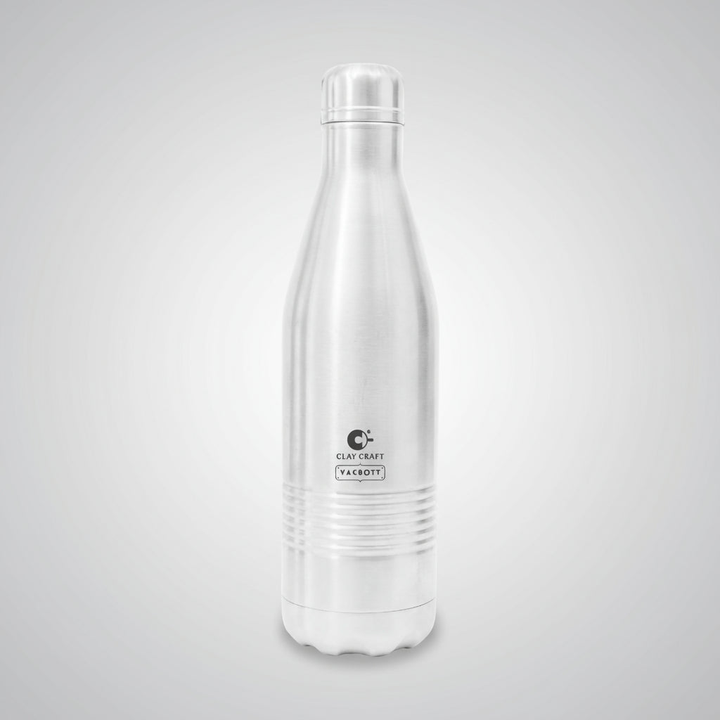 Vacbott Vaccum Bottle, Alley Double Walled 24 Hours Hot and Cold Water Bottle, Silver, BIS Certified