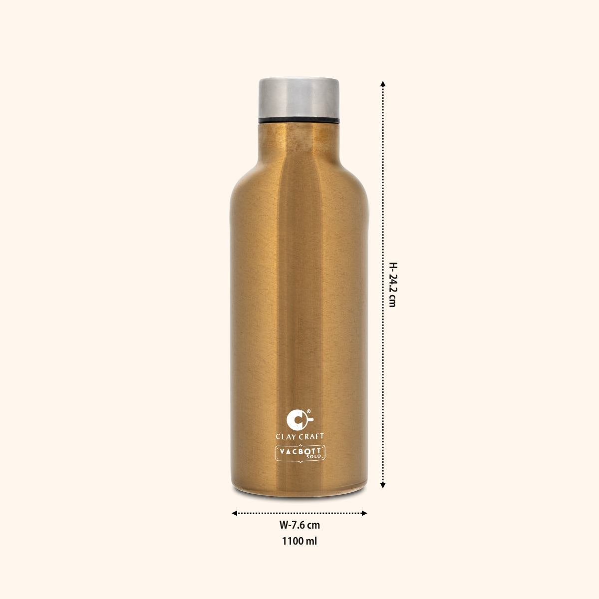 Vacbott Melissa Solo Single Walled Non Insulated Water Bottle, 1100ml