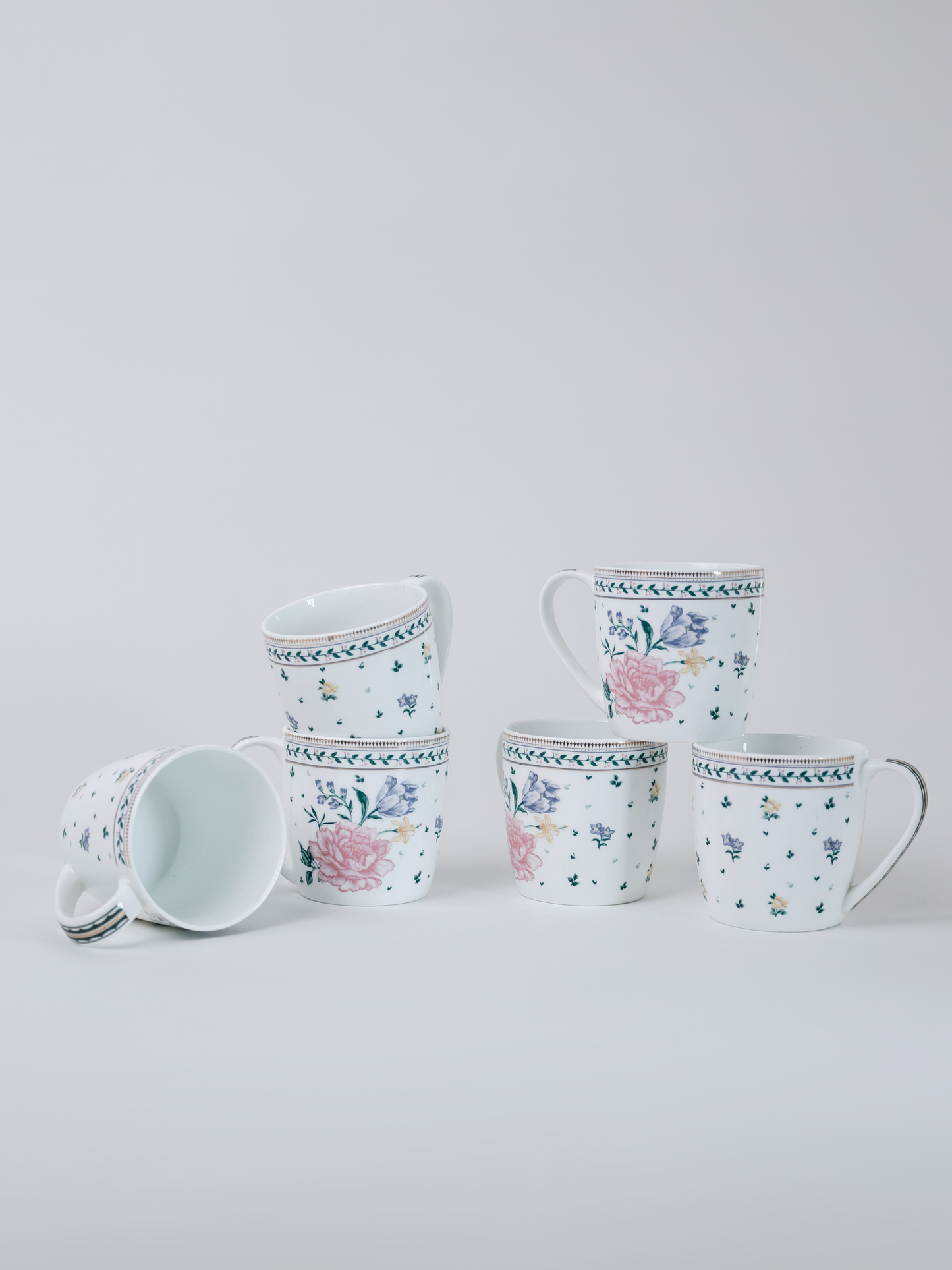 Magique by The Wishing Chair x Clay Craft, Emerald Ribbon Alton Coffee Mug Set of 6, 220 ml (T03)