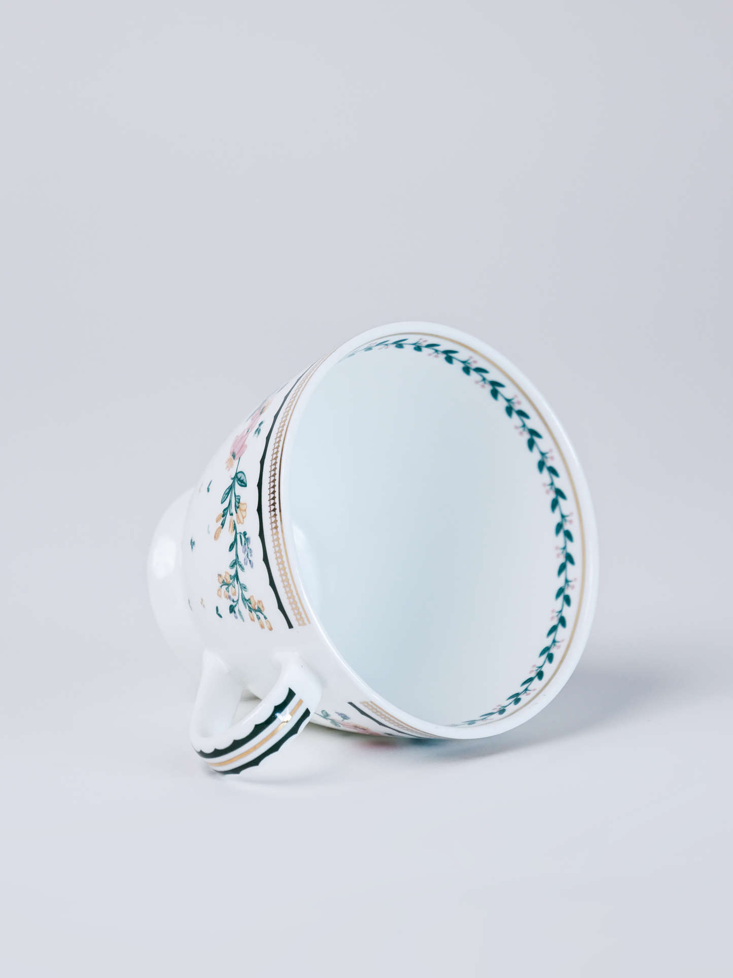 Magique by The Wishing Chair x Clay Craft, Emerald Ribbon King Cup & Saucer, Set of 12, 180ml- 6 Cups + 6 Saucers (T03)