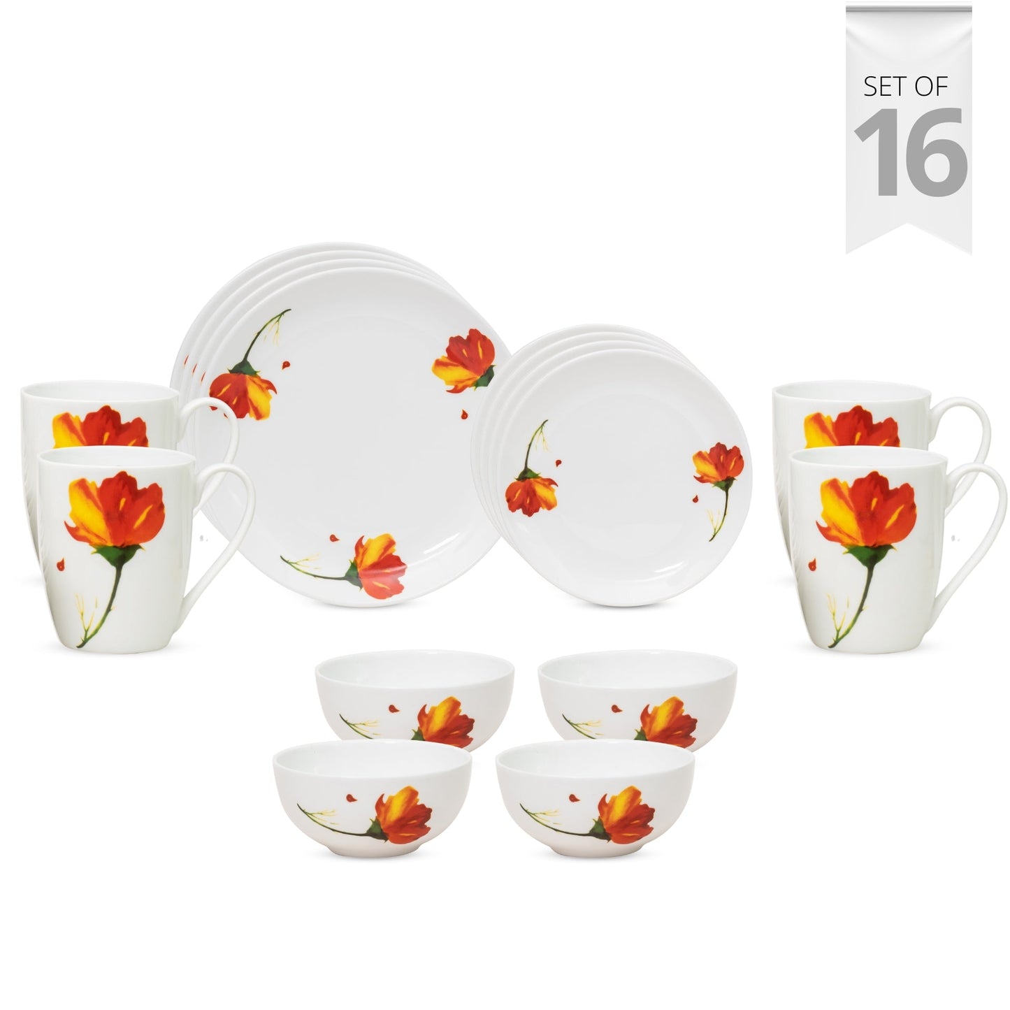 Ceramic Eco3 Dinner Set (Set of 16), for Family of 4, Dinner Set Ceramic