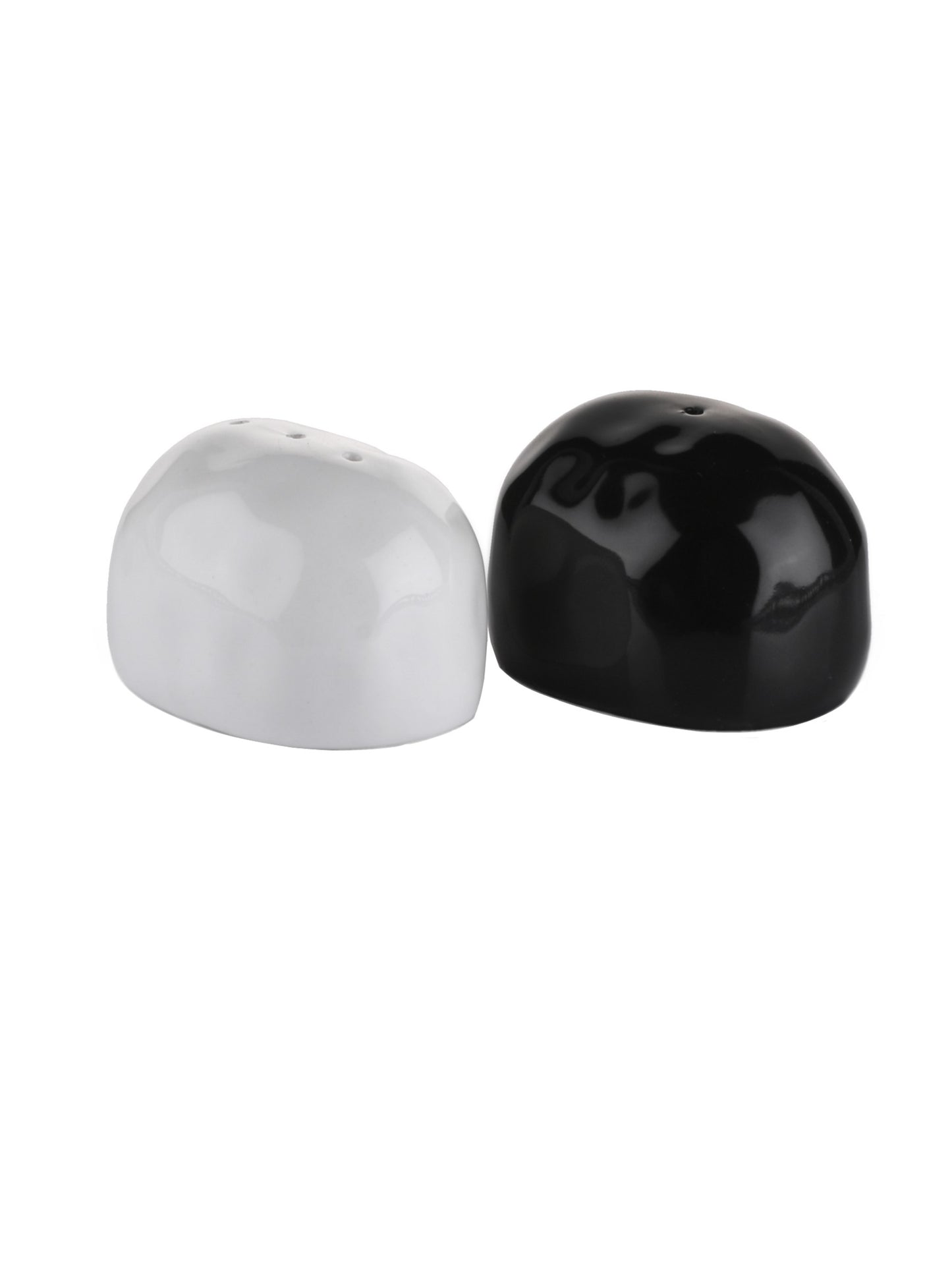 Clay Craft Basic Cruet Set White & Black Stone Shape - 1 Salt & 1 Pepper
