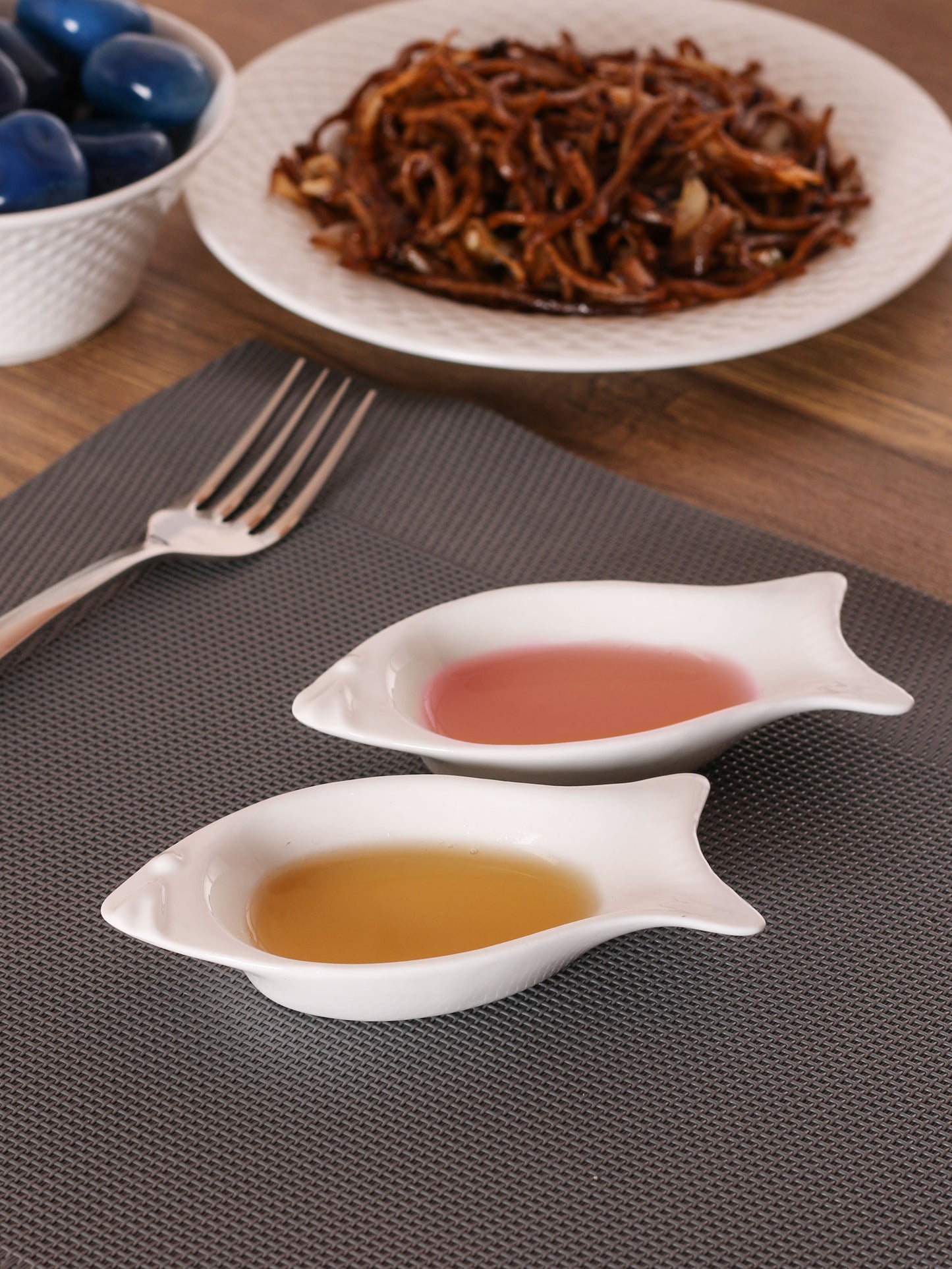 Clay Craft Fish Shaped Condiment/Dipping Bowls Set of 4 - 50 ml each