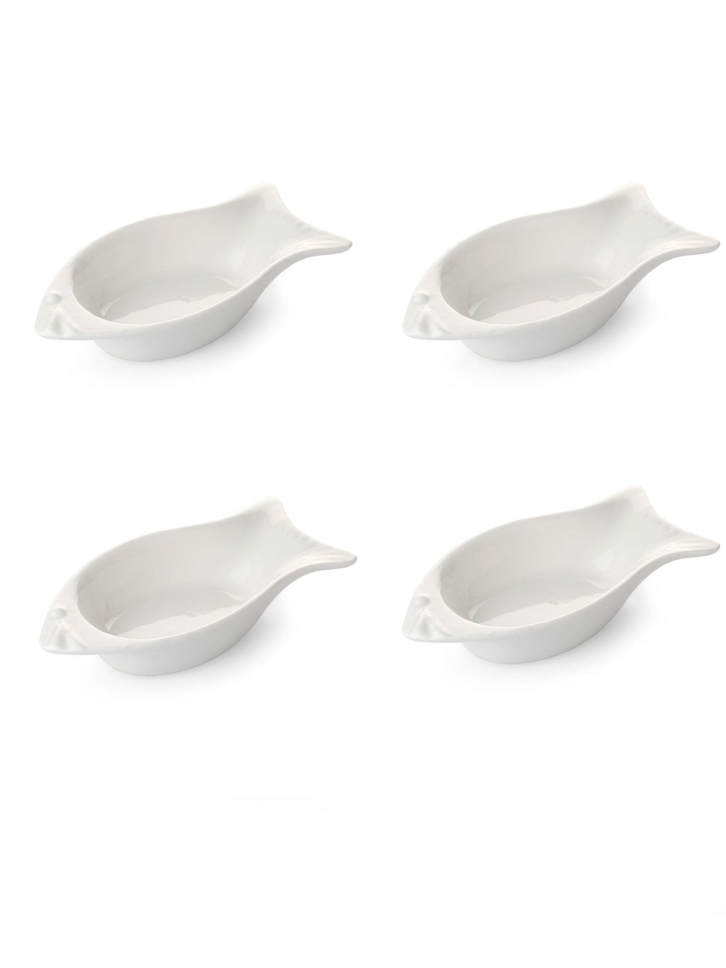 Clay Craft Fish Shaped Condiment/Dipping Bowls Set of 4 - 50 ml each