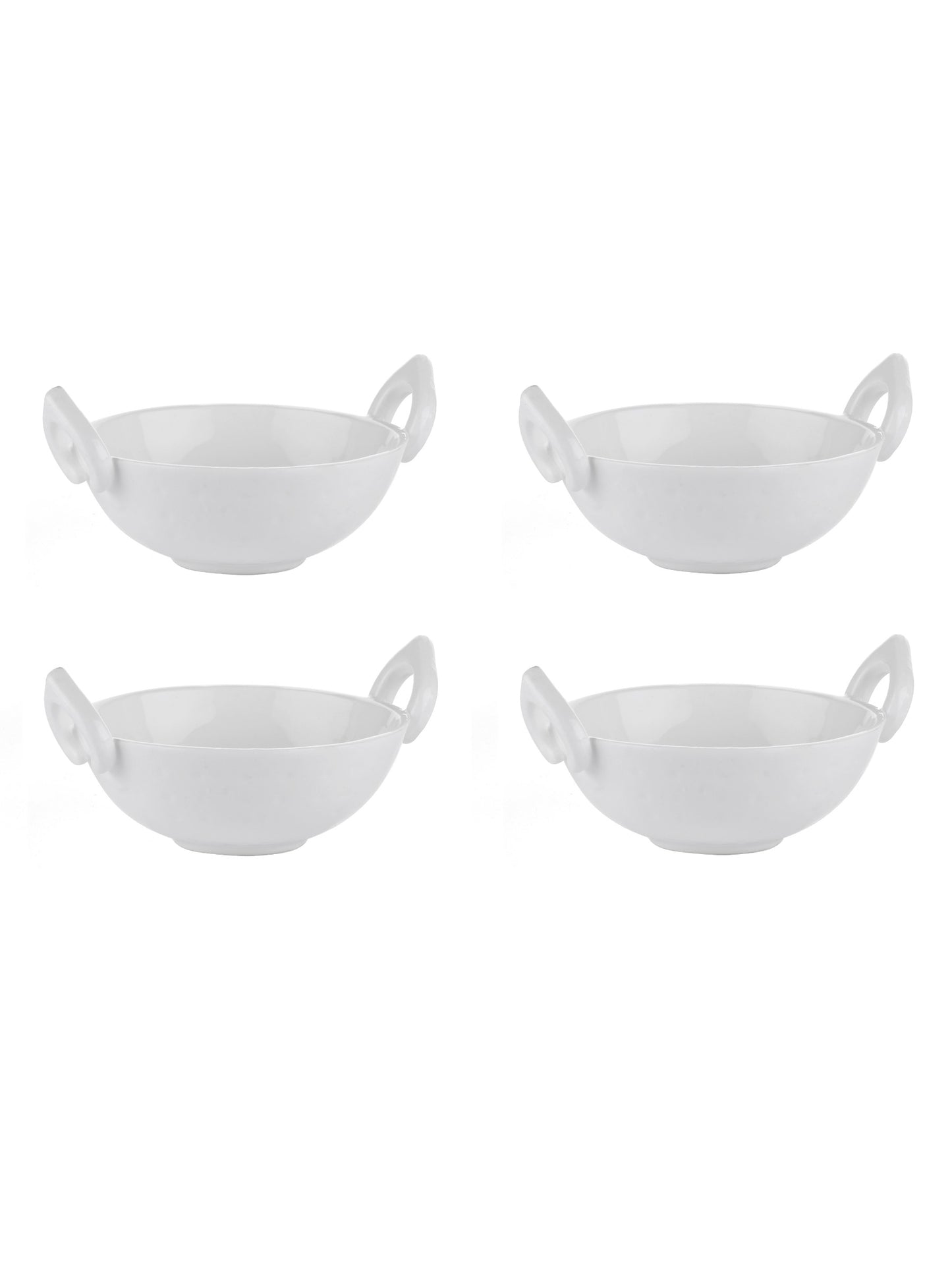 Clay Craft Small Kadhai Shaped Condiment/Dipping Bowls Set of 4 - 50 ml each