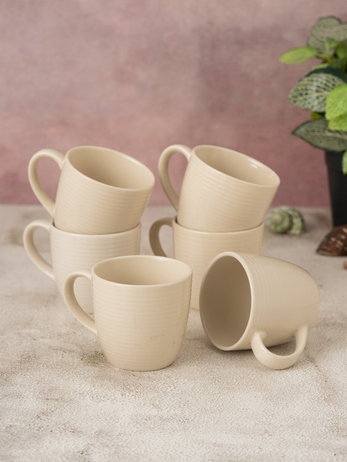Horizon Pebble IVORY Coffee & Tea Mugs Set of 6, 210 ml