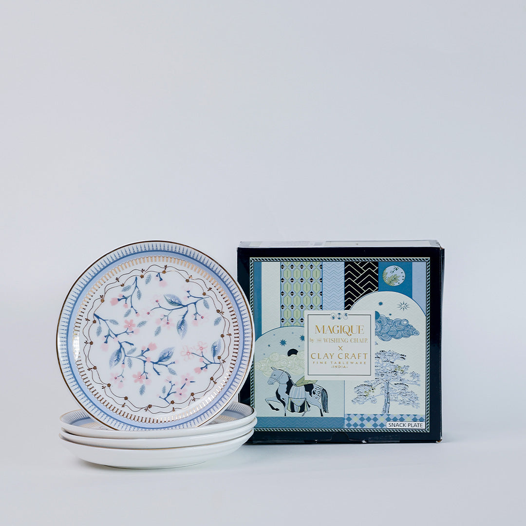 Magique by The Wishing Chair x Clay Craft, River of Flowers Urmi Plates 5.5", Set of 4 (T02)