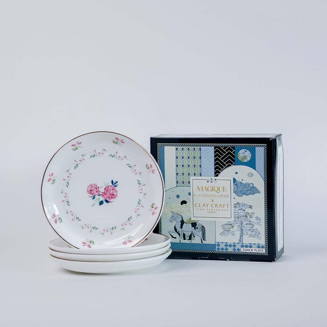 Magique by The Wishing Chair x Clay Craft, Portrait of a Rose Urmi Plates 5.5", Set of 4 (T01)