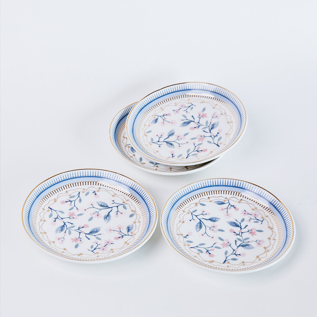 Magique by The Wishing Chair x Clay Craft, River of Flowers Urmi Plates 5.5", Set of 4 (T02)