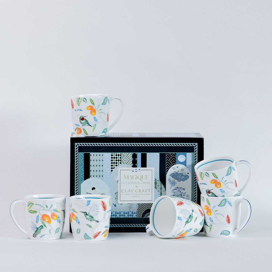 Magique by The Wishing Chair x Clay Craft, Paradise Summer Alton Coffee & Tea Mug Set of 6, 180 ml (PS1)