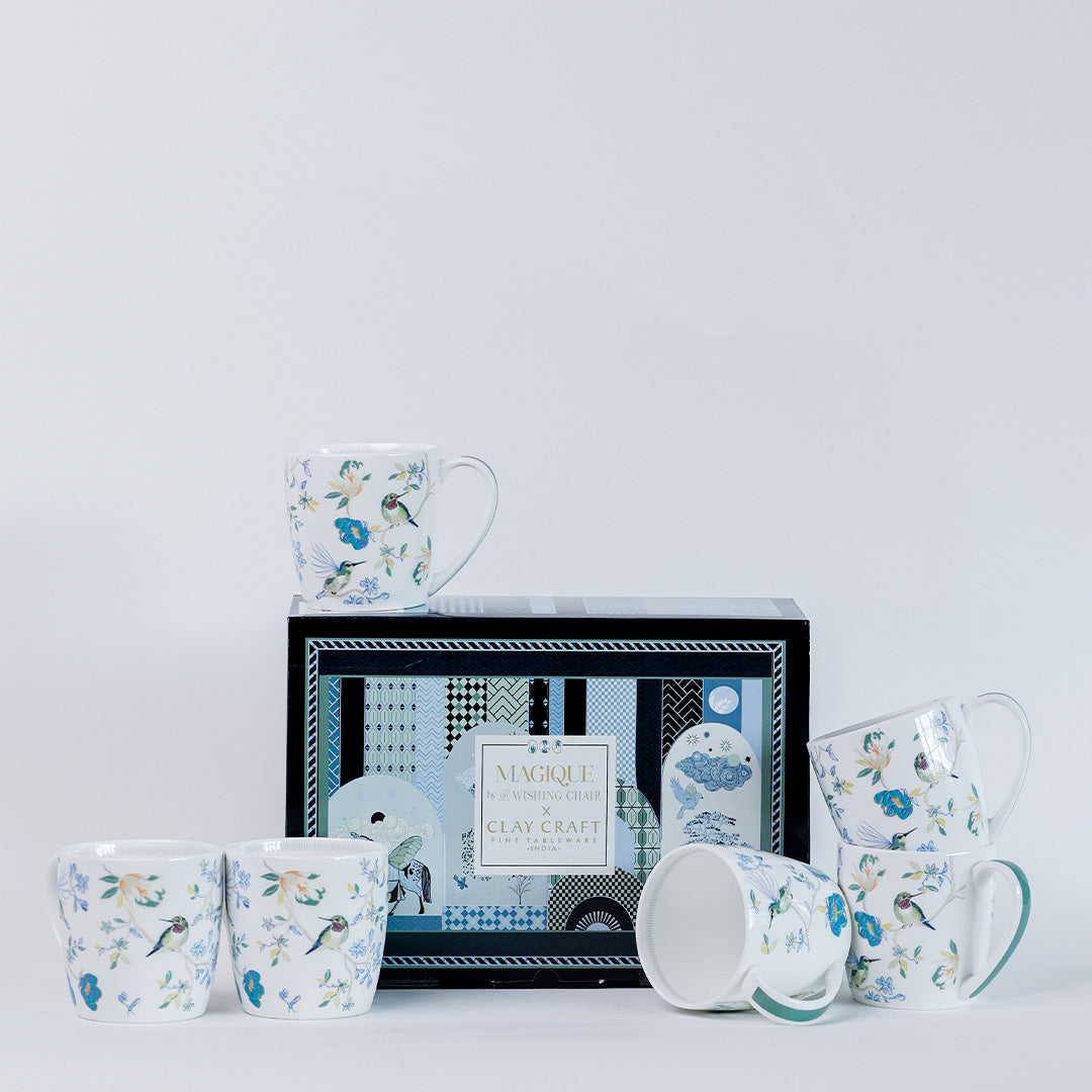 Magique by The Wishing Chair x Clay Craft, Paradise Summer Alton Coffee & Tea Mug Set of 6, 180 ml (PS2)