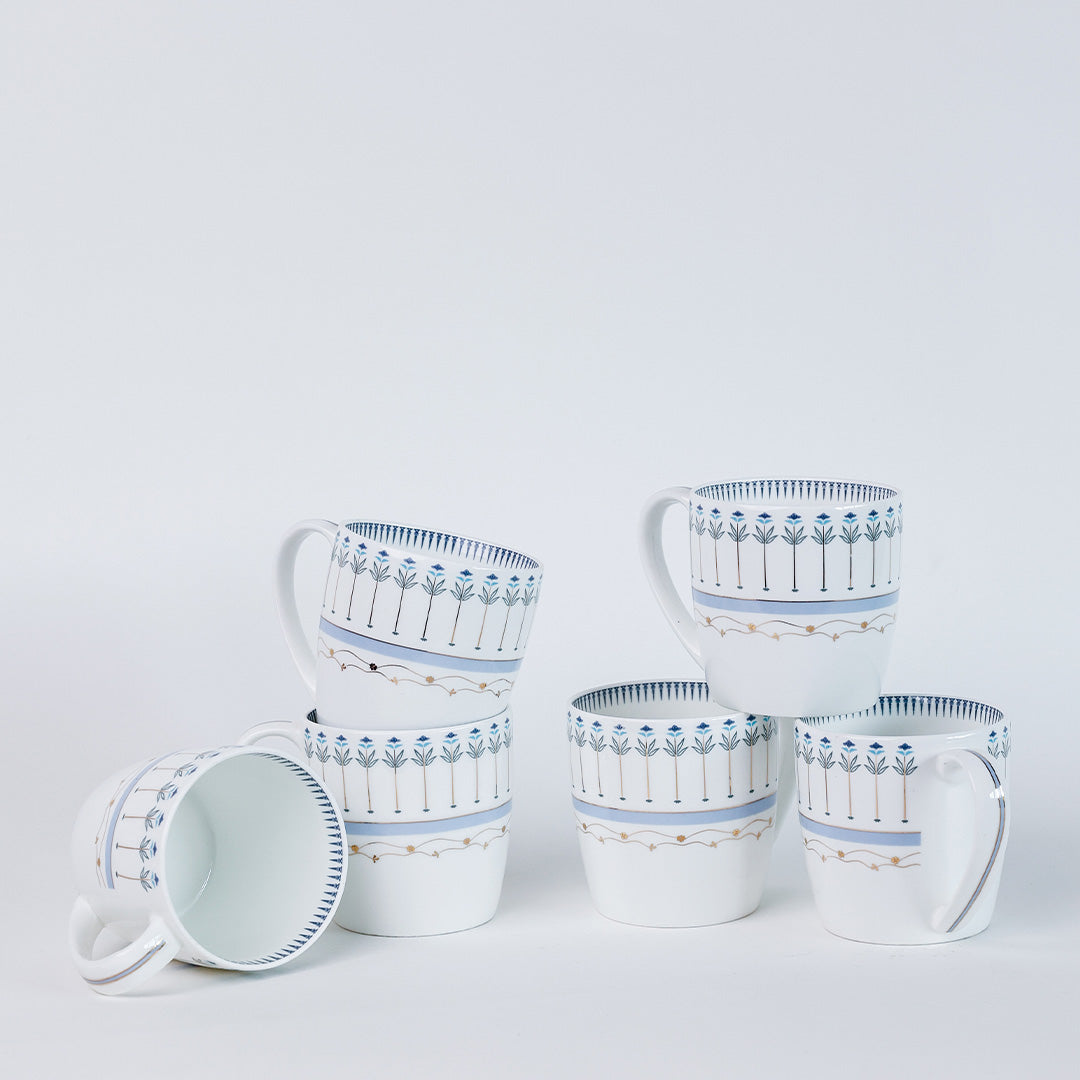 Magique by The Wishing Chair x Clay Craft, River of Flowers Alton Coffee Mug Set of 6, 180 ml (T02)