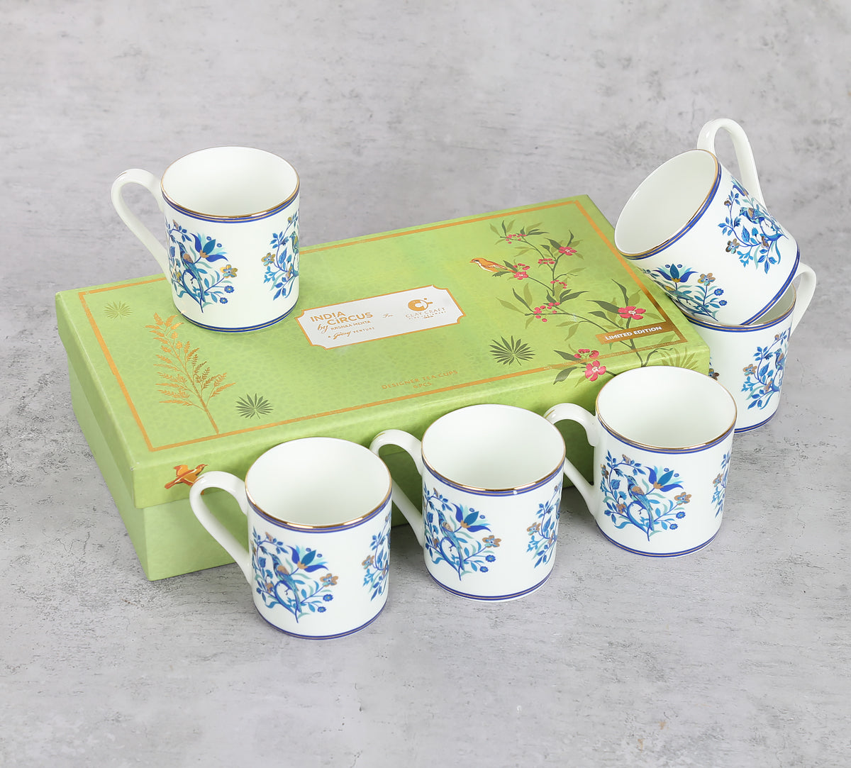 India Circus Botanical Elegance Melon Coffee Mug Set of 6