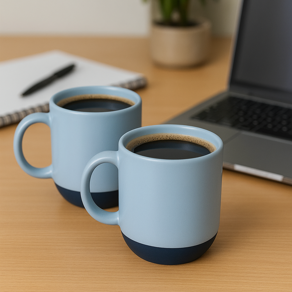 Paco Pebble Pacha Coffee/Milk Mug | Set of 2 (250ml Each, Blue, DT2)