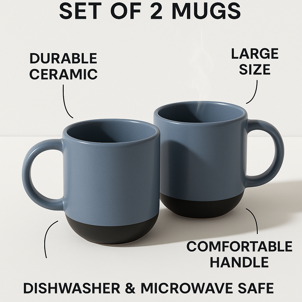 Paco Pebble Pacha Coffee/Milk Mug | Set of 2 (300ml Each, Grey, DT3)