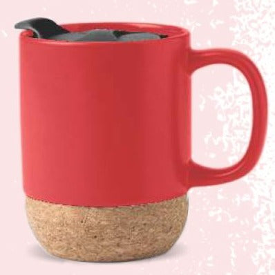 JCPL Cork Base Coffee Travel Mug with Splash Proof Lid, 340ml, 1 Piece (Red)