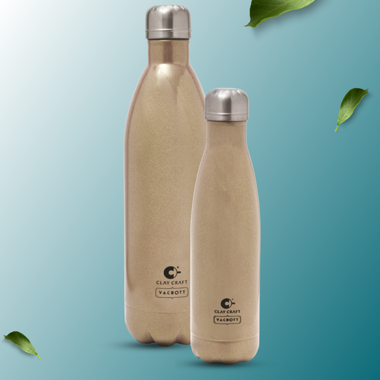 Vacbott Vaccum Bottle, Fiesta Double Walled Combo Set 24 Hours Hot and Cold Water Bottle (Set of 2), BIS Certified