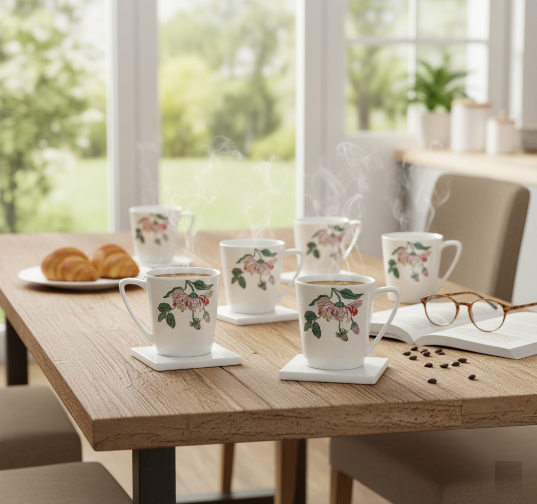 Clay Craft Rock Hilton Coffee & Tea Mugs Set of 6, 150ml,(H314)