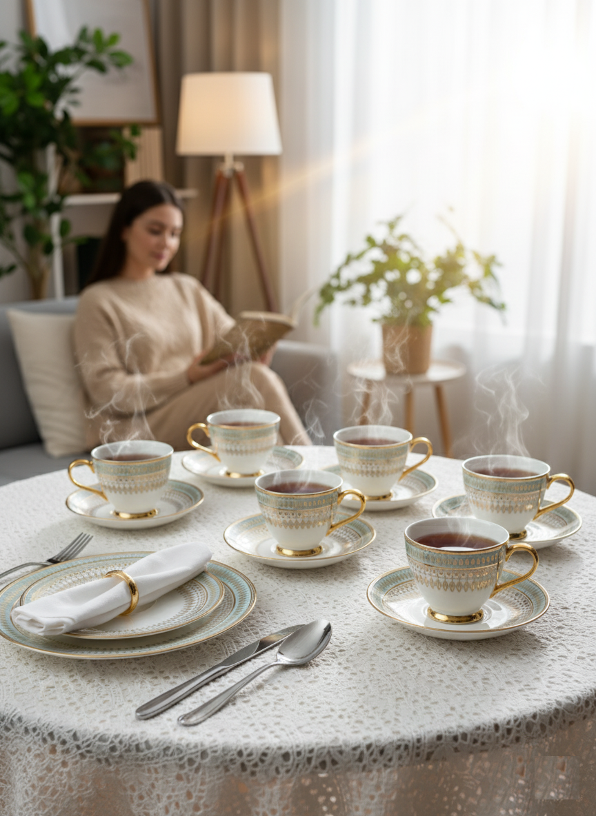 Clay Craft King Ebony Cup & Saucer, Set of 12 (6 Cups + 6 Saucers), 160 ml, (E608)