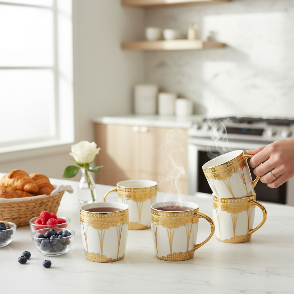 Clay Craft Rana Ebony Coffee & Tea Mugs Set of 6 (E655)