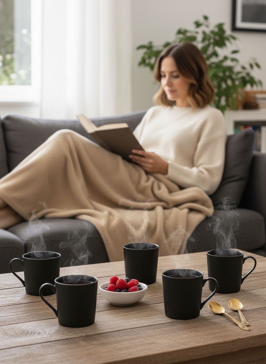 Clay Craft Ethan Impression 1300 Coffee & Tea Mugs Set of 6 (BLACK)