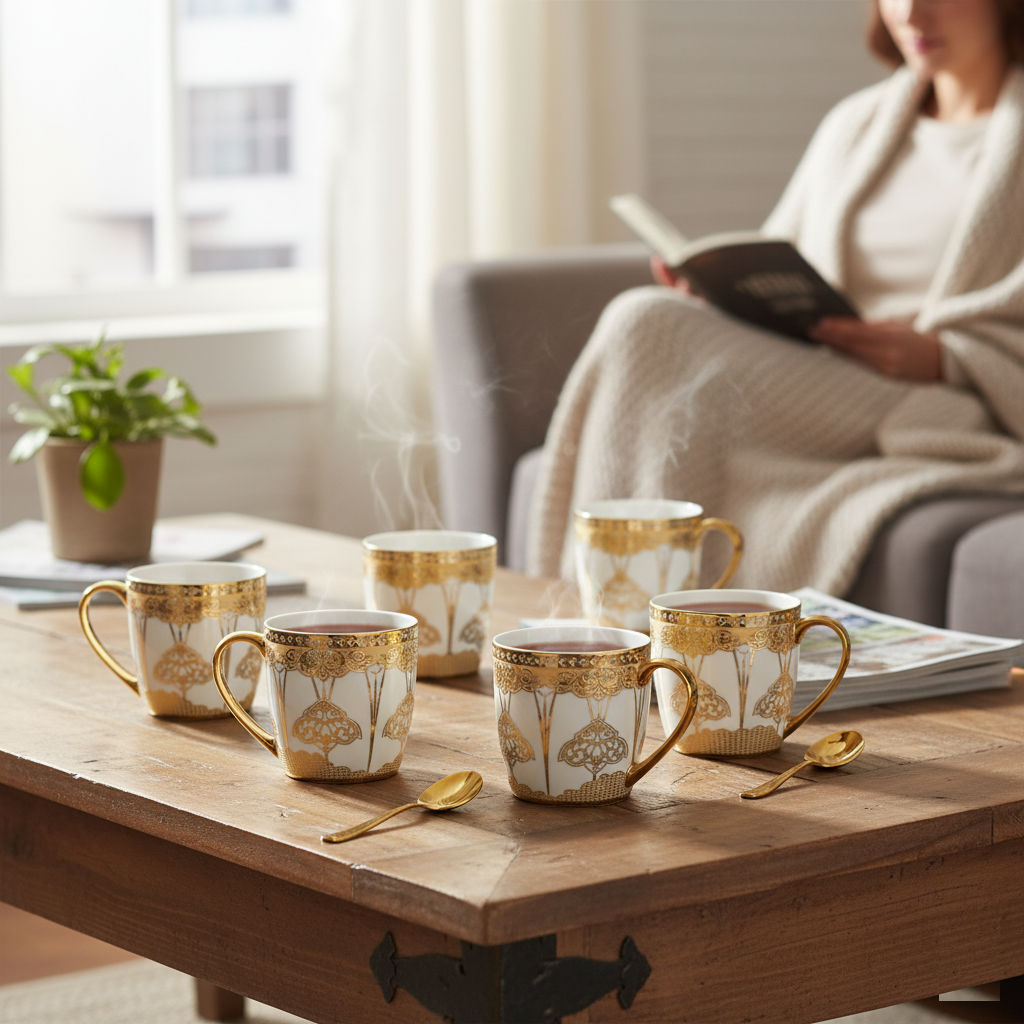 Clay Craft Alton Ebony Coffee & Tea Mugs Set of 6 (E655)