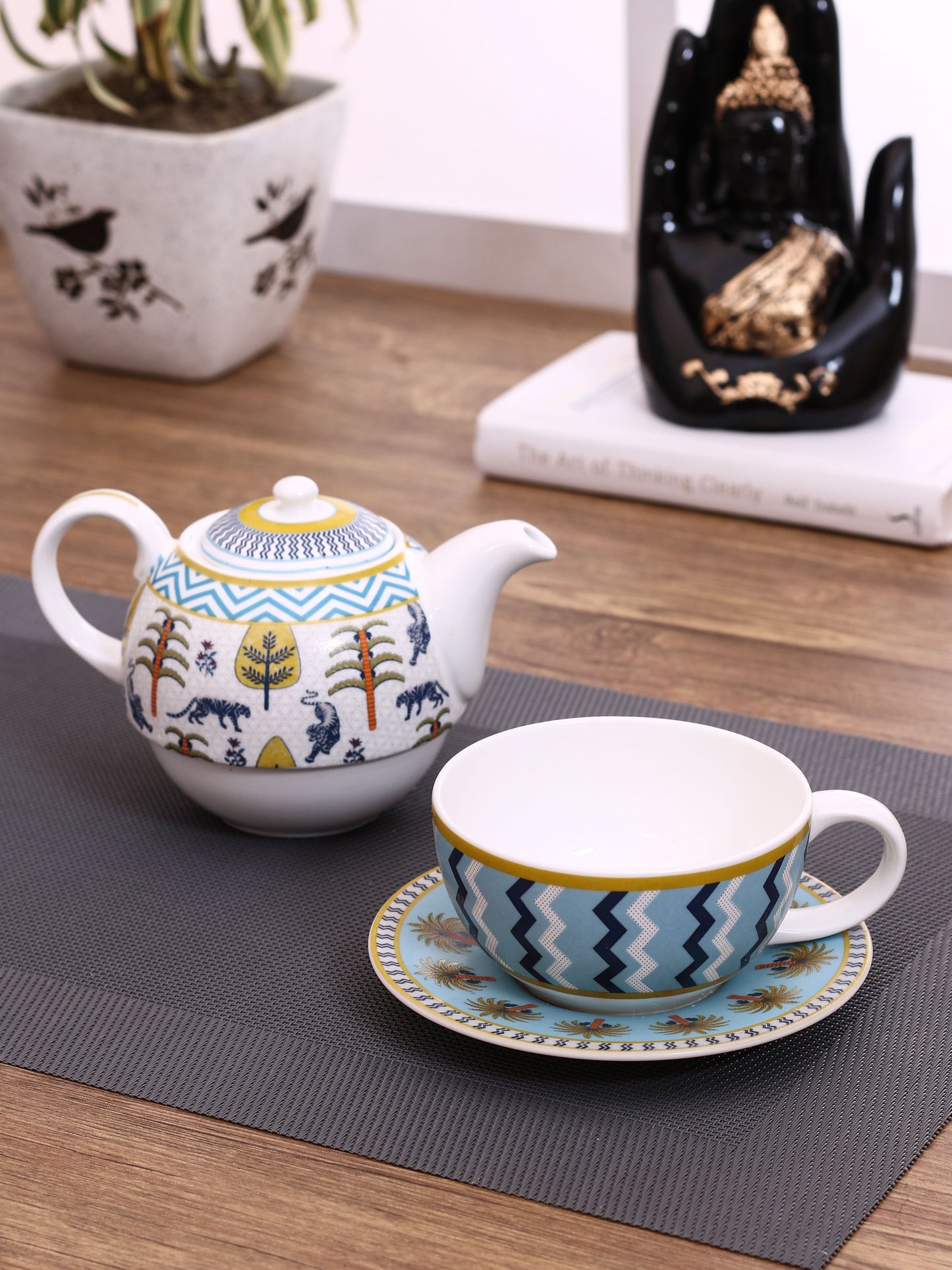 India Circus Mystical Gardens Tea for One Set of 3 (1 Teapot, 1 Cup and 1 Saucer)