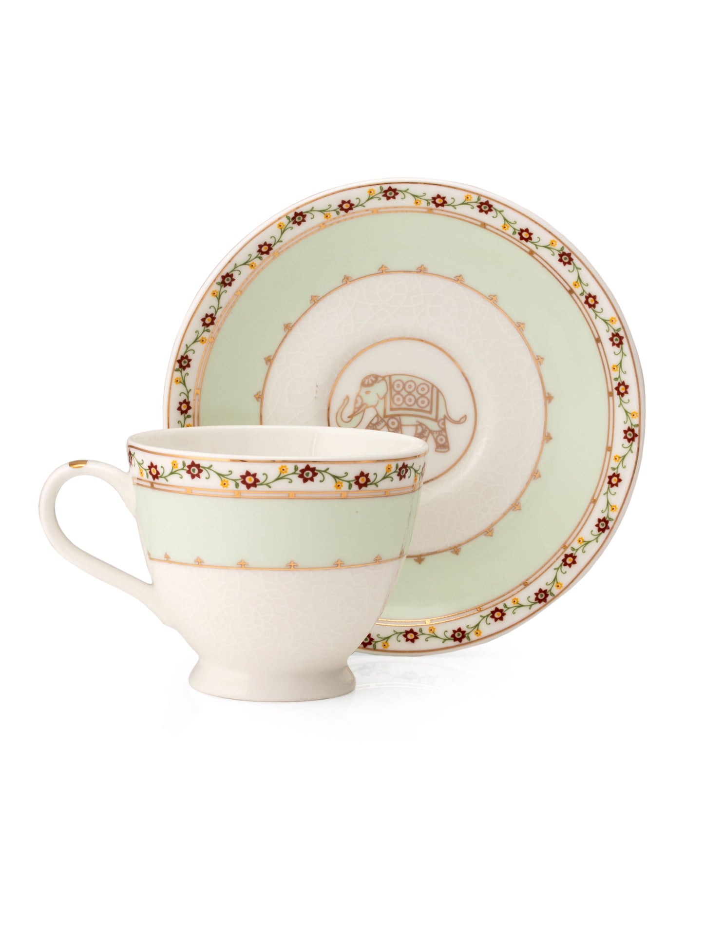 JCPL King Crysta Cup & Saucer, 160ml, Set of 12 (6 Cups + 6 Saucers) (CR402)