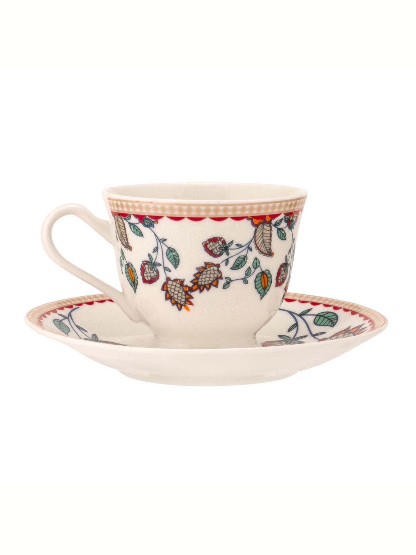 Georgian Super Cup & Saucer, 210 ml, Set of 12 (6 Cups + 6 Saucers) (S369)