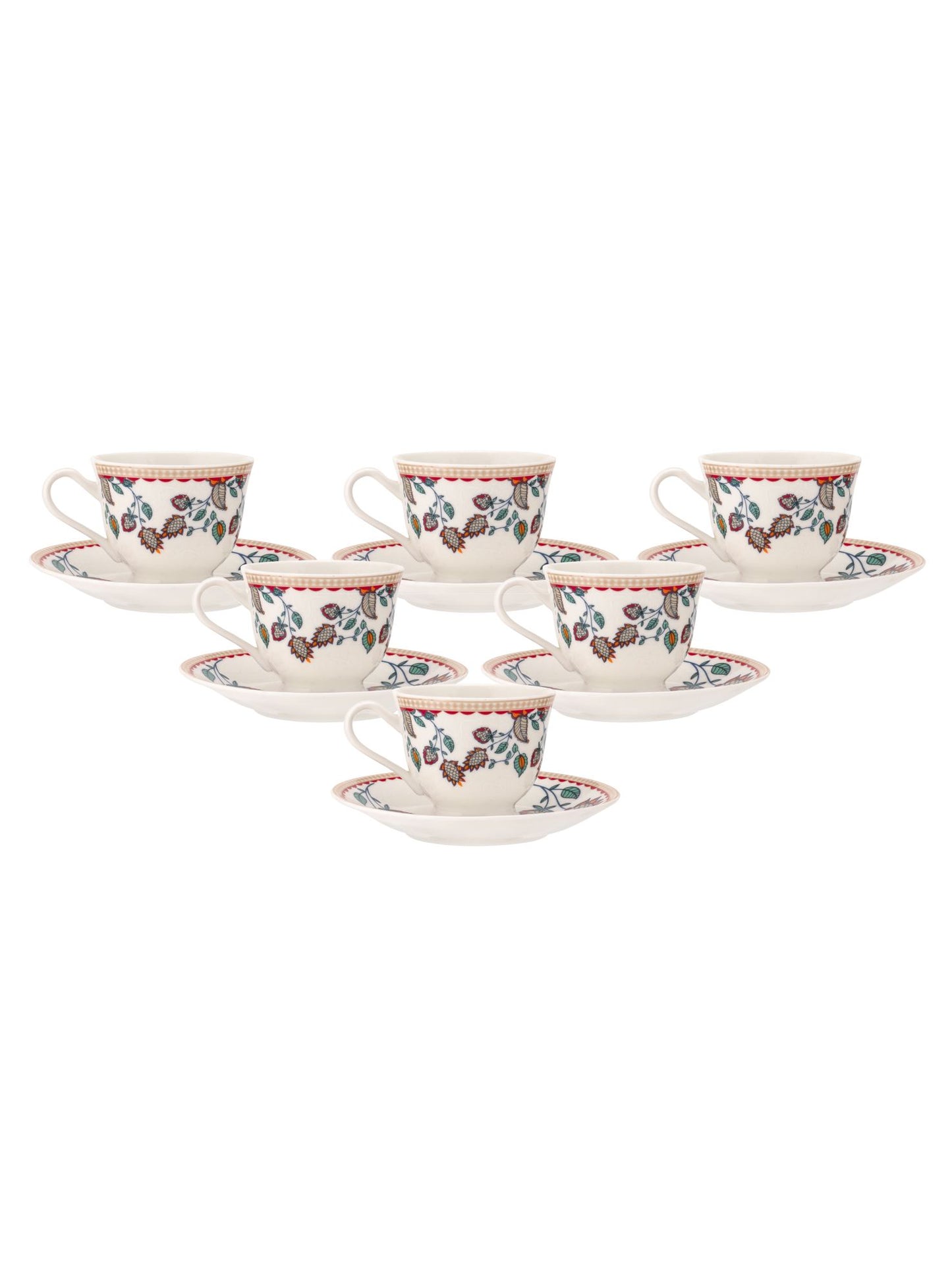 Georgian Super Cup & Saucer, 210 ml, Set of 12 (6 Cups + 6 Saucers) (S369)