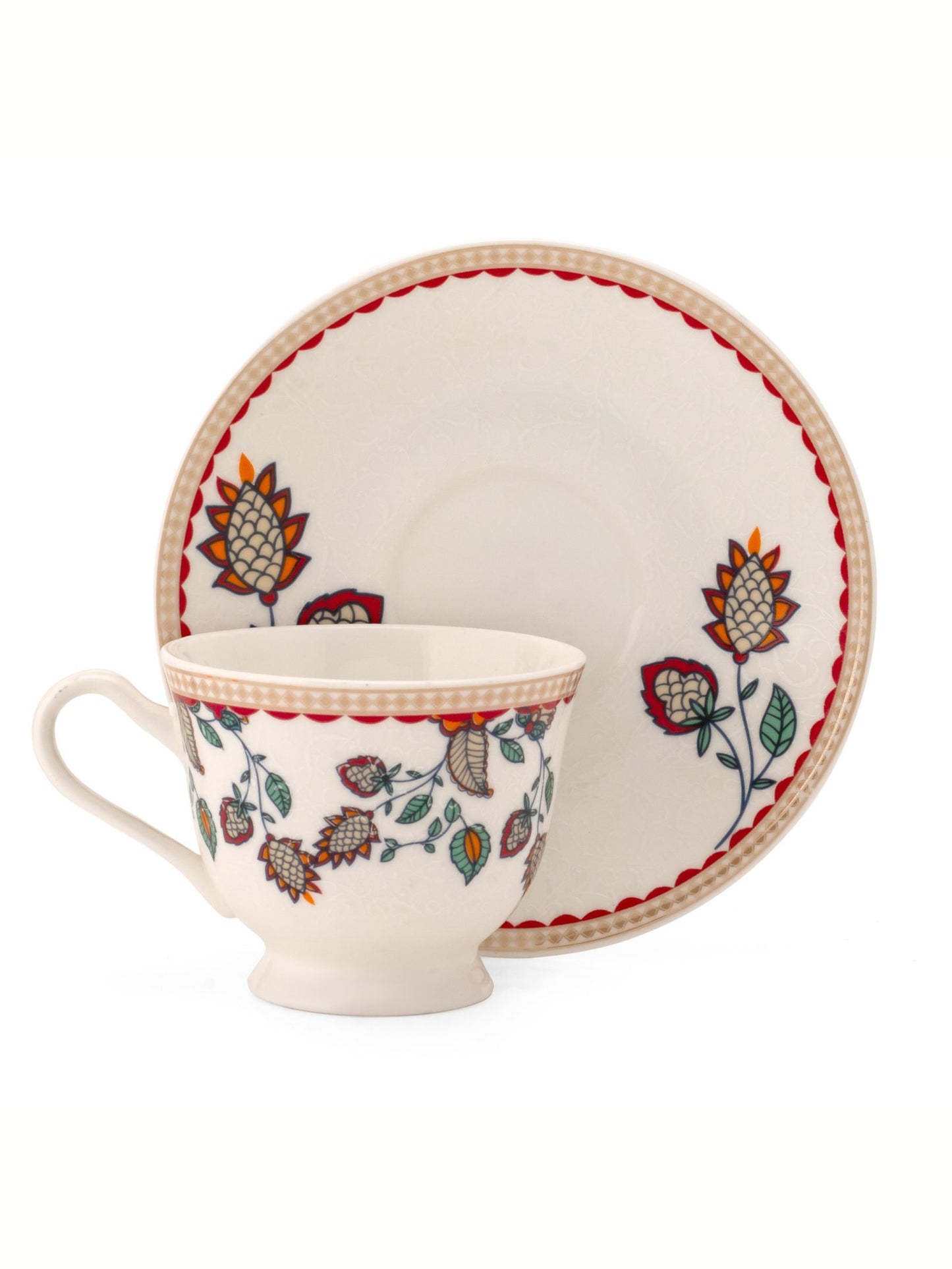 Georgian Super Cup & Saucer, 210 ml, Set of 12 (6 Cups + 6 Saucers) (S369)