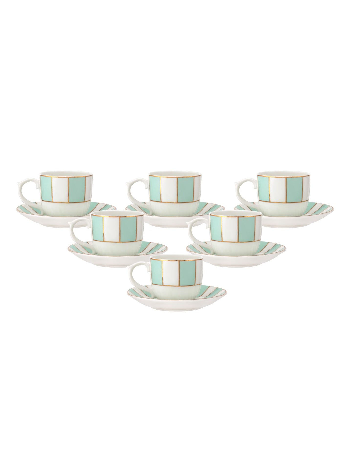 Maharani Noir Cup & Saucer, 160 ml, Set of 12 (6 Cups + 6 Saucers) (N405)