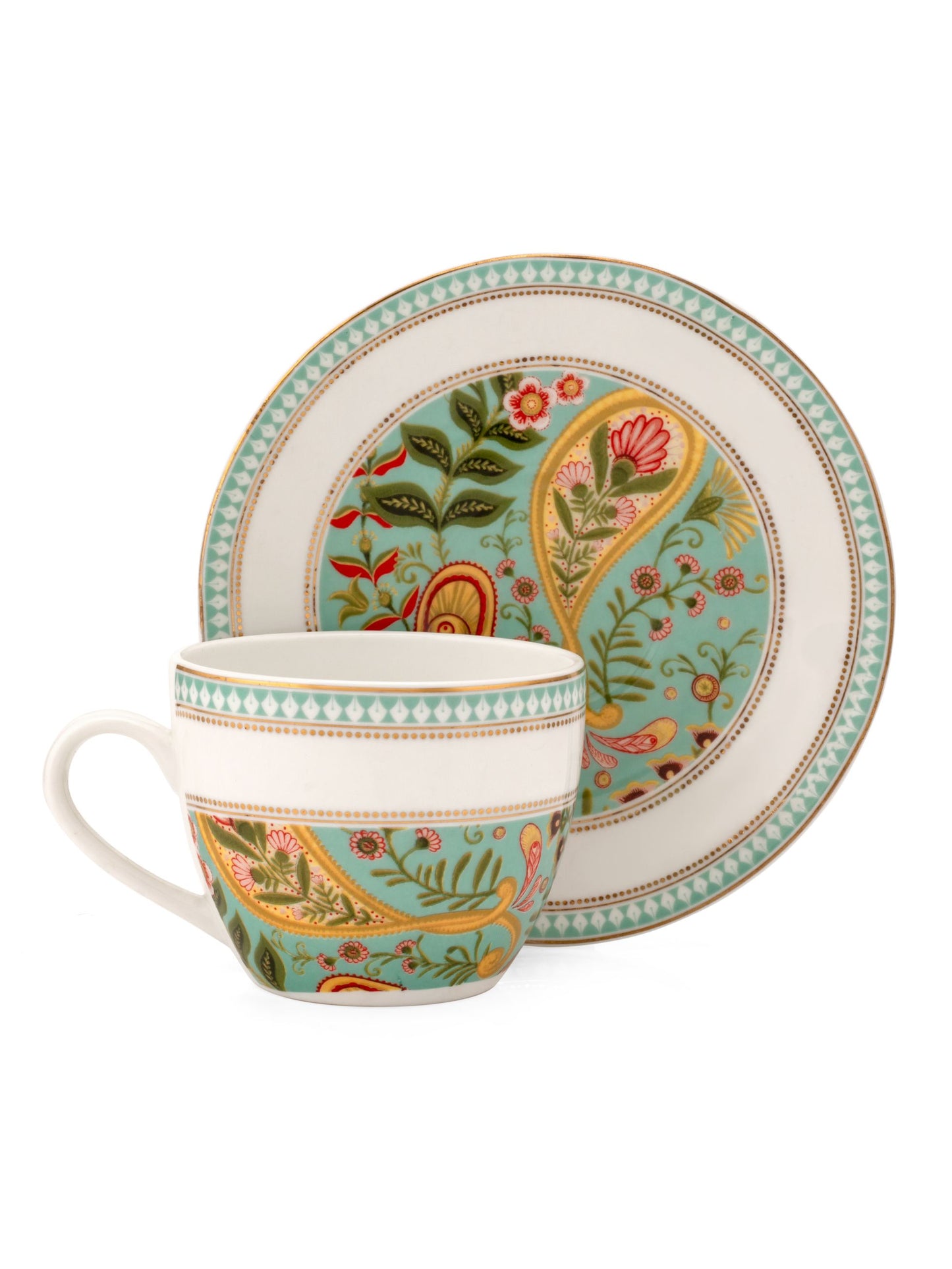 Cream Fiesta Cup & Saucer, 210 ml, Set of 12 (6 Cups + 6 Saucers) (FI802)