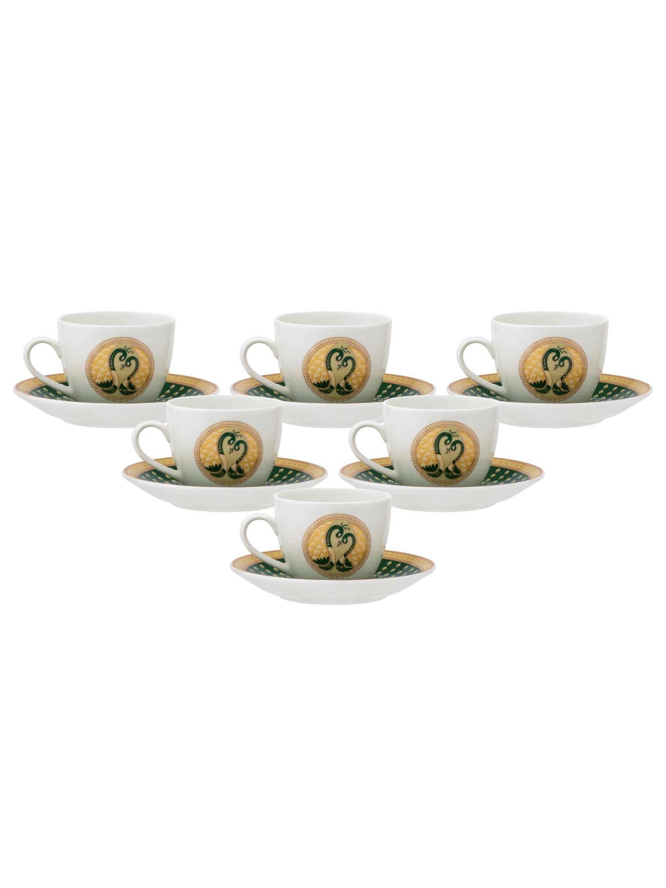 Cream Midas Cup & Saucer, 210ml, Set of 12 (6 Cups + 6 Saucers) (MI402)