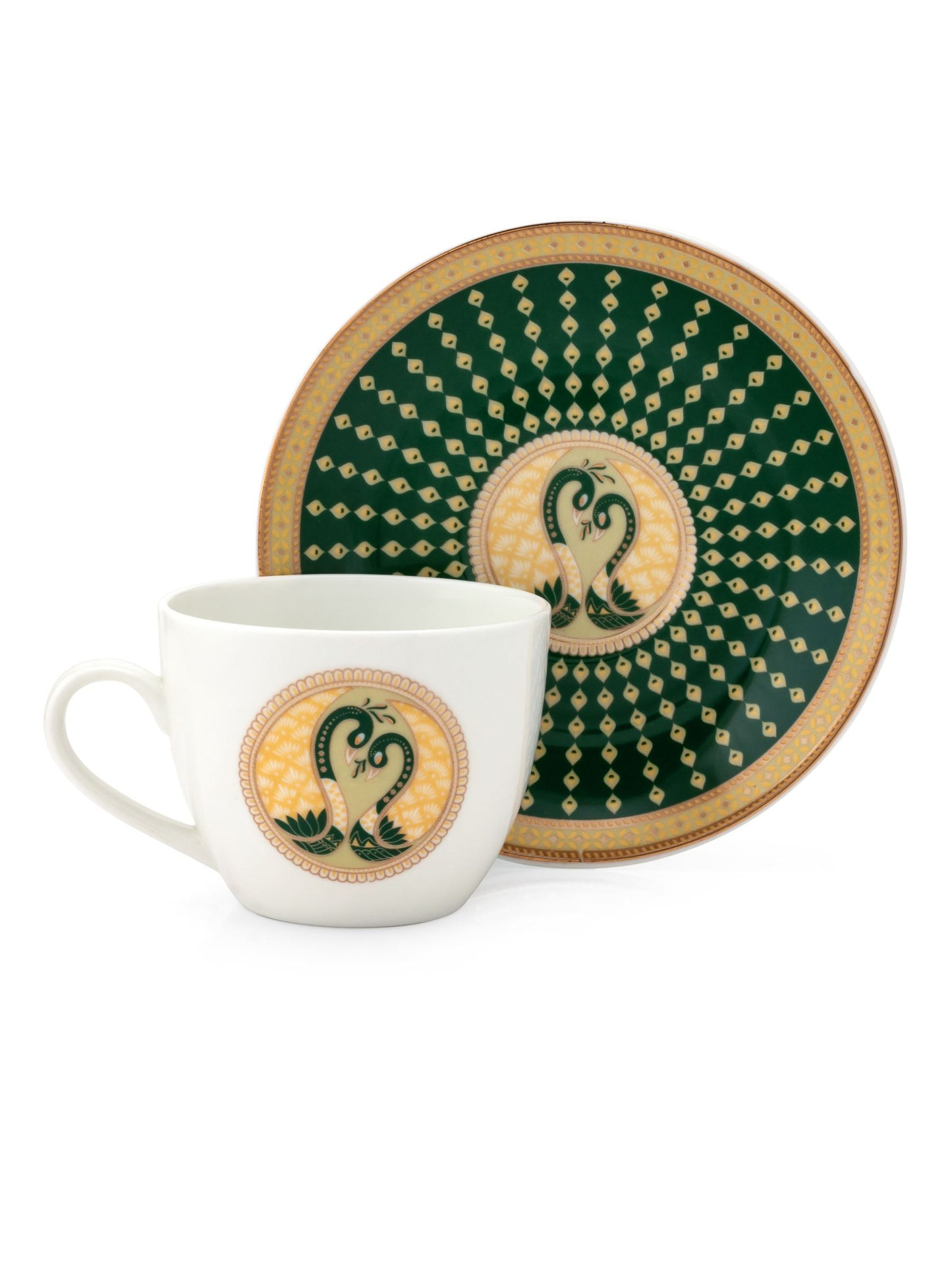 Cream Midas Cup & Saucer, 210ml, Set of 12 (6 Cups + 6 Saucers) (MI402)