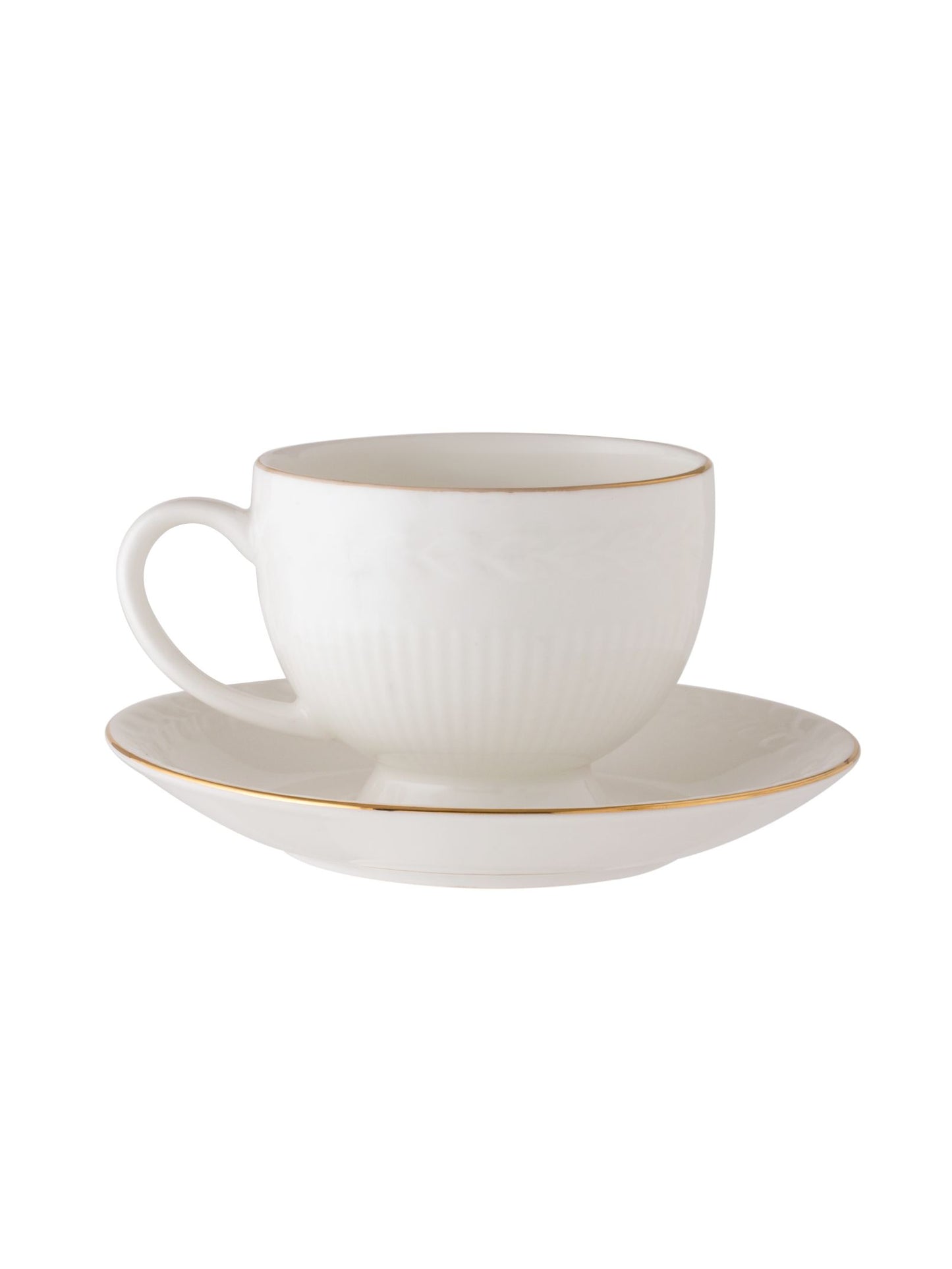 Snow Impression Cup & Saucer, 210ml, Set of 12 (6 Cups + 6 Saucers) (1101)