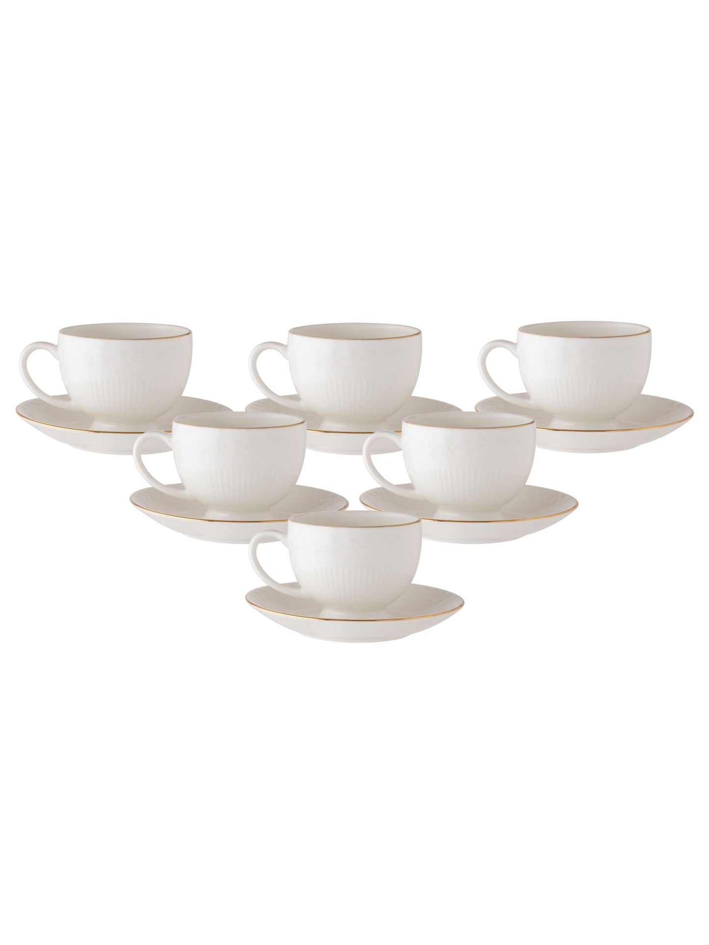 Snow Impression Cup & Saucer, 210ml, Set of 12 (6 Cups + 6 Saucers) (1101)