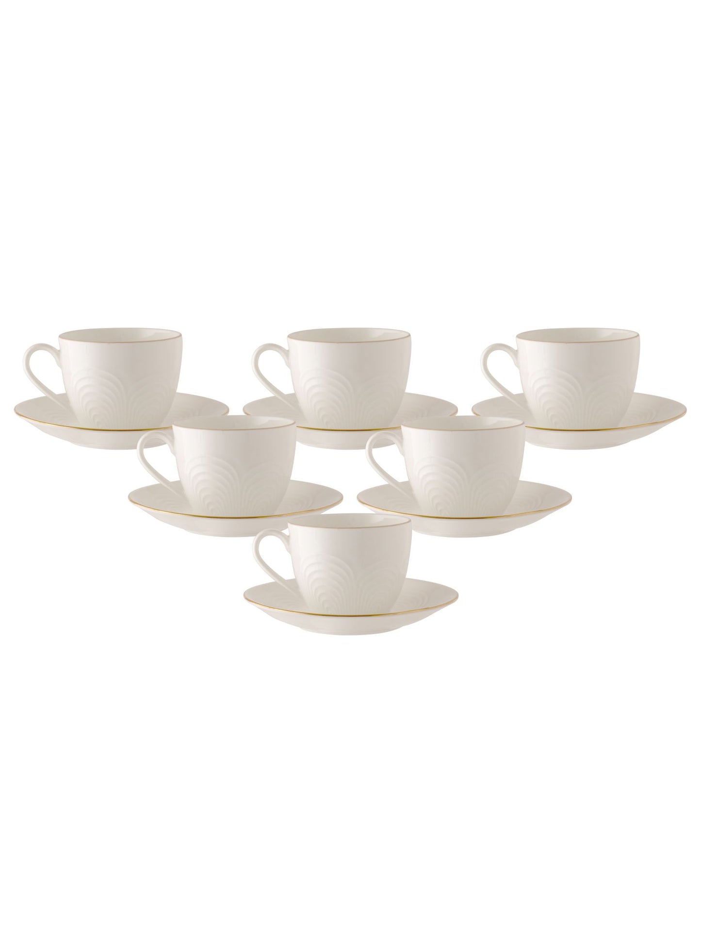 Palm Impression Cup & Saucer, 170ml, Set of 12 (6 Cups + 6 Saucers) (1101)