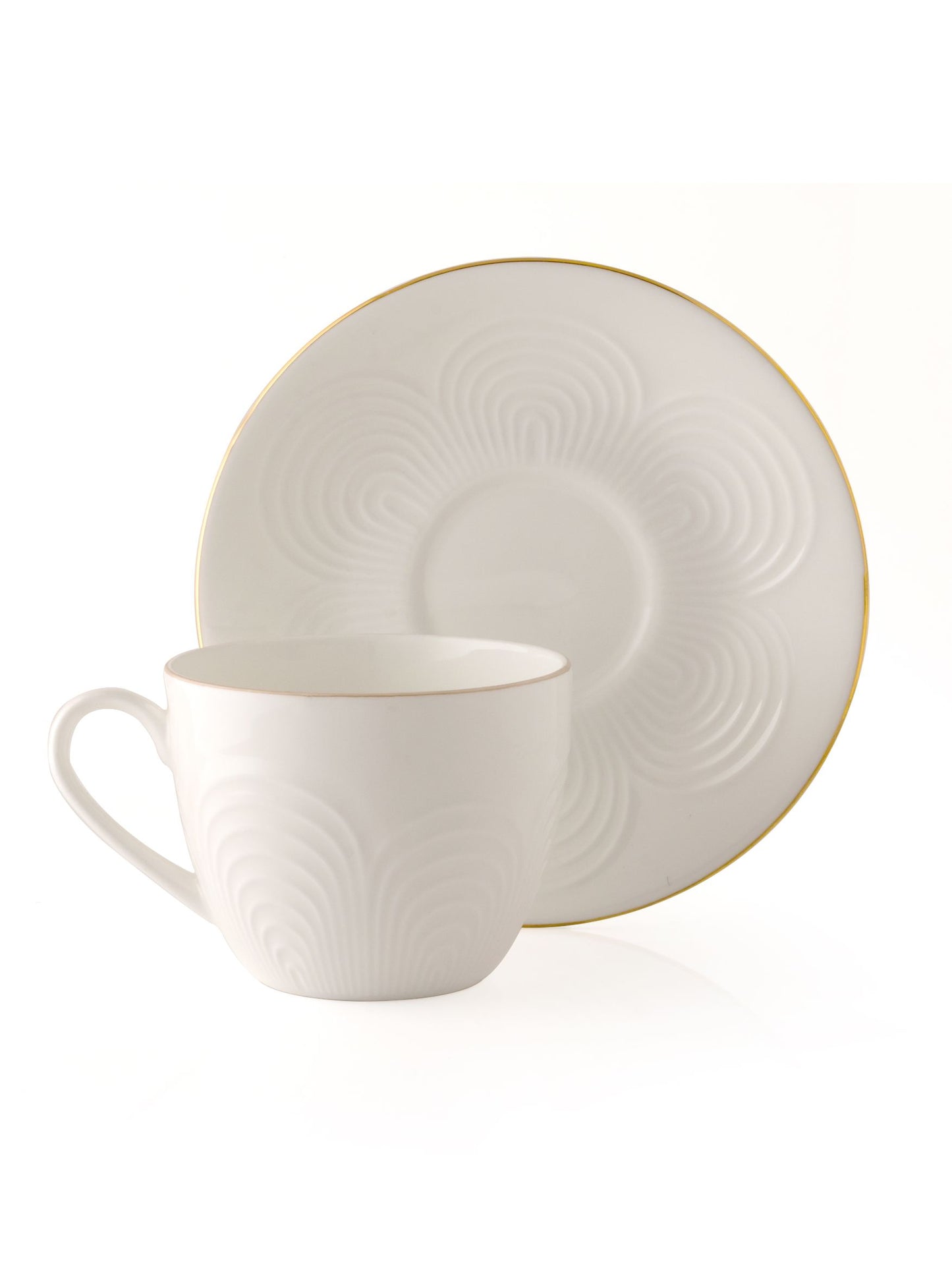 Palm Impression Cup & Saucer, 170ml, Set of 12 (6 Cups + 6 Saucers) (1101)