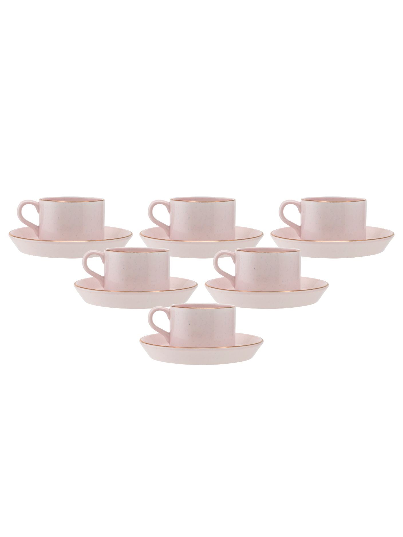 Rio Impression Cup & Saucer, 135ml, Set of 12 (6 Cups + 6 Saucers), Ivory (1101)