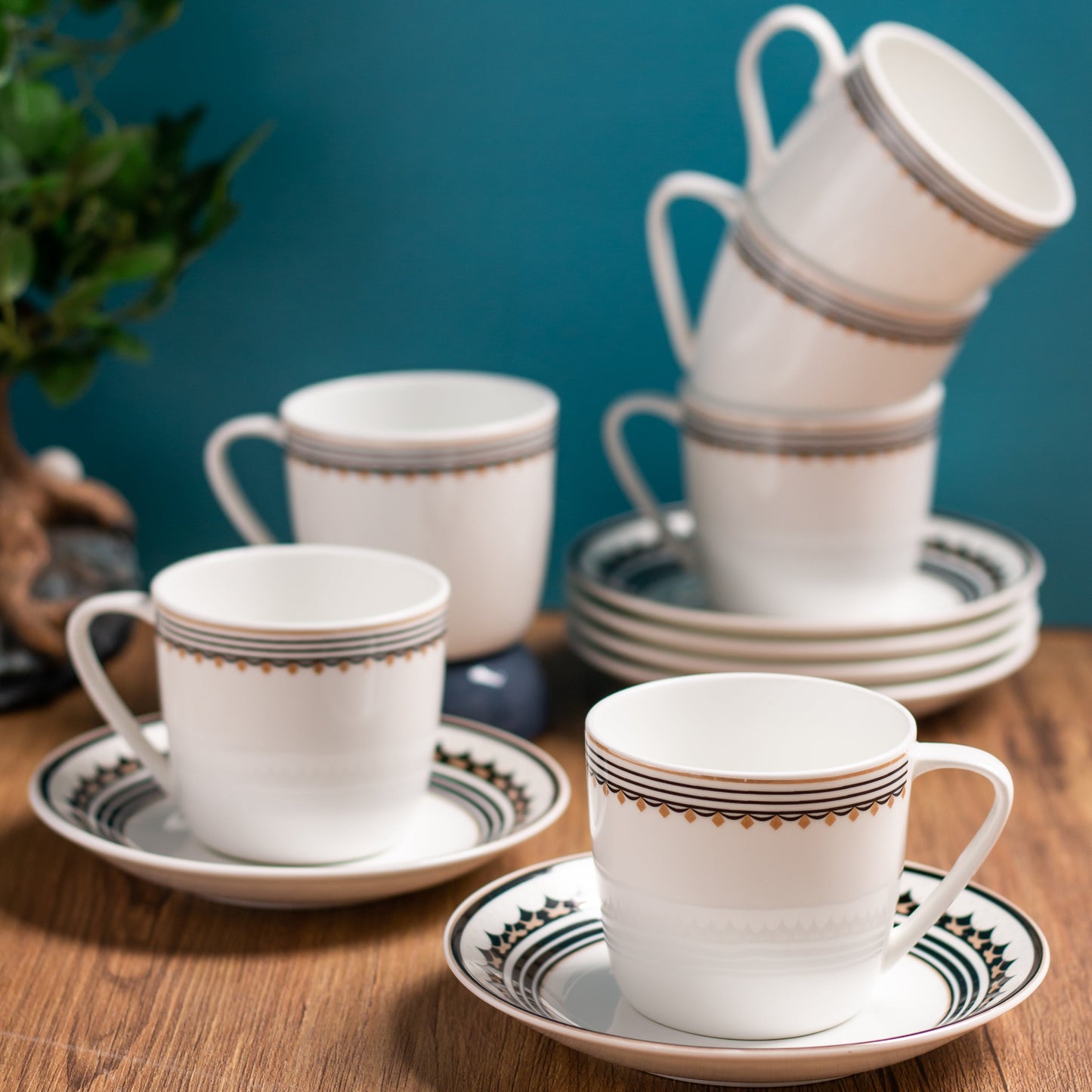Cheers Super Cup & Saucer, 170 ml, Set of 12 (6 Cups + 6 Saucers) (S382)