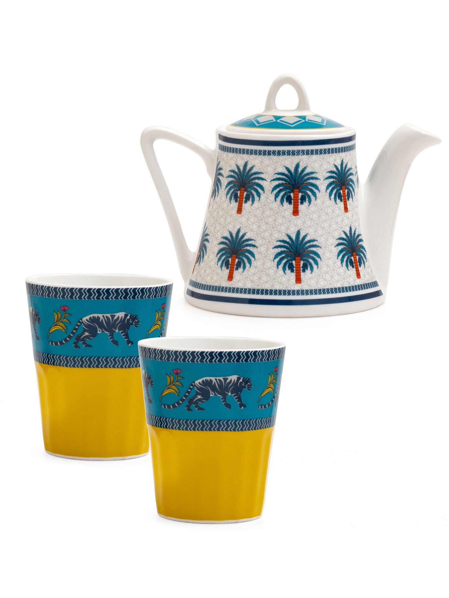 India Circus Mystical Gardens Two Cutting Chai Set of 3