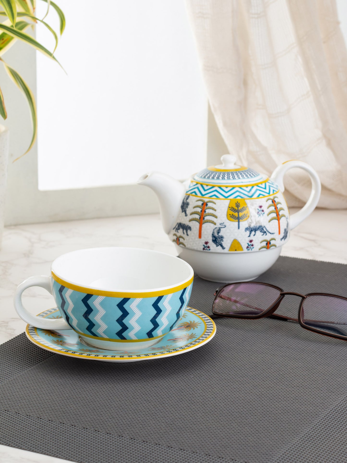 India Circus Mystical Gardens Tea for One Set of 3 (1 Teapot, 1 Cup and 1 Saucer)