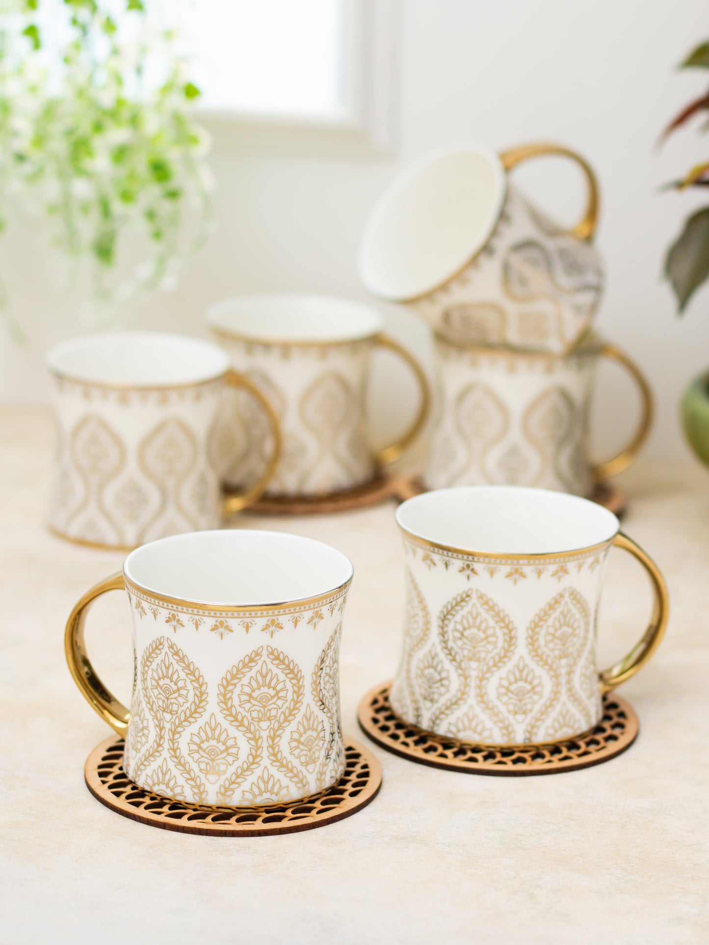 Diamond Ebony Coffee & Tea Mugs, 170ml, Set of 6 (E676)