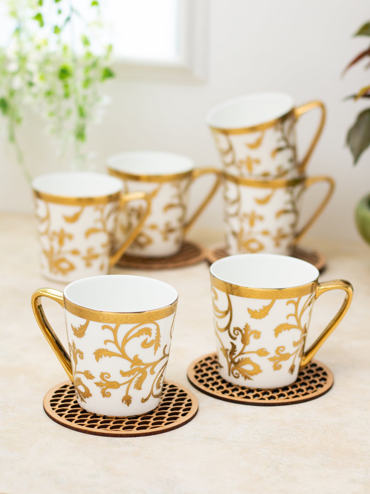 Rock Ebony Ceramic Coffee & Tea Mugs, 150ml, Set of 6 (E607)
