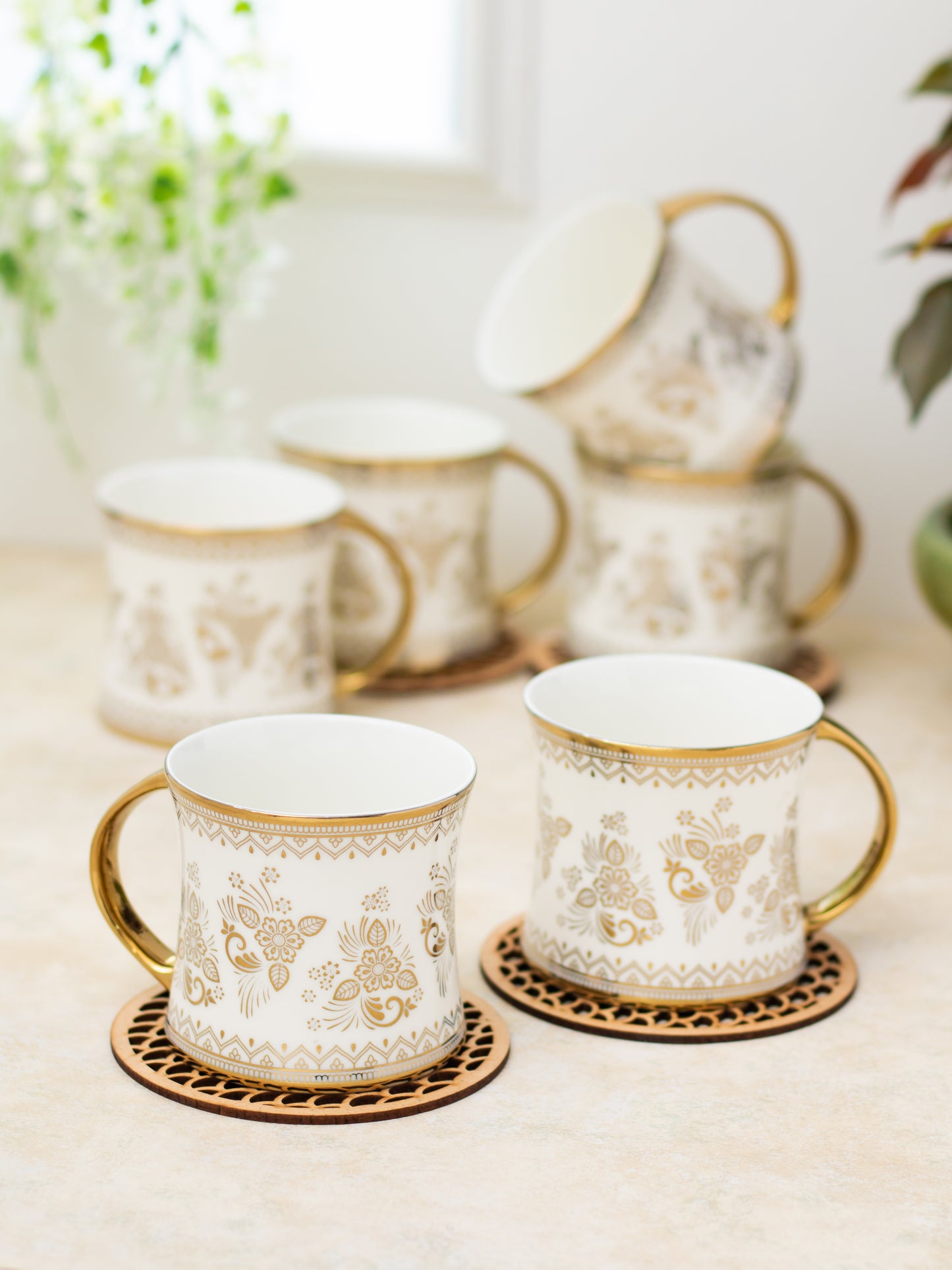 Diamond Ebony Coffee & Tea Mugs, 170ml, Set of 6 (E675)