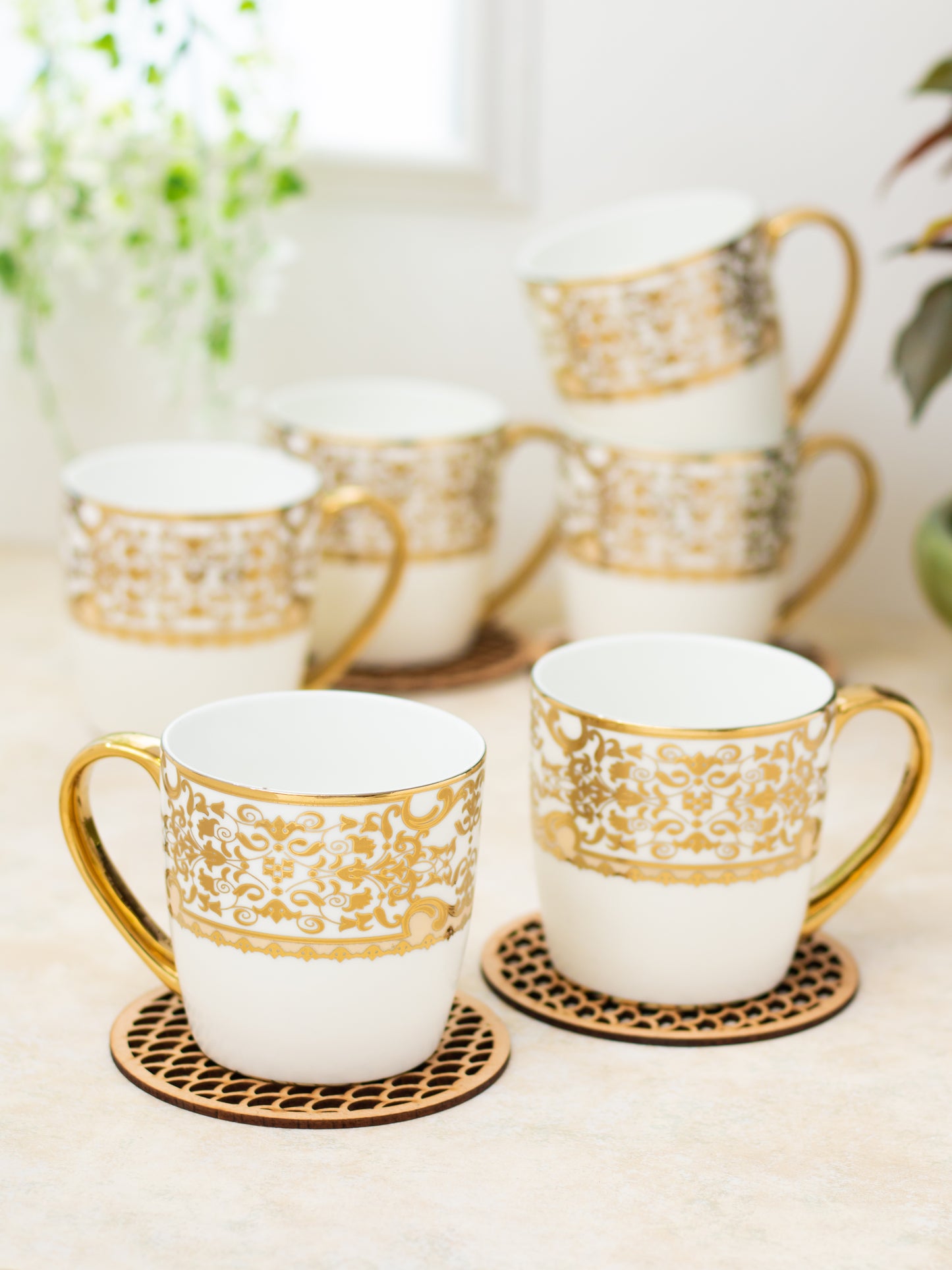Alton Ebony Ceramic Coffee & Tea Mugs, 200ml, Set of 6 (E649)