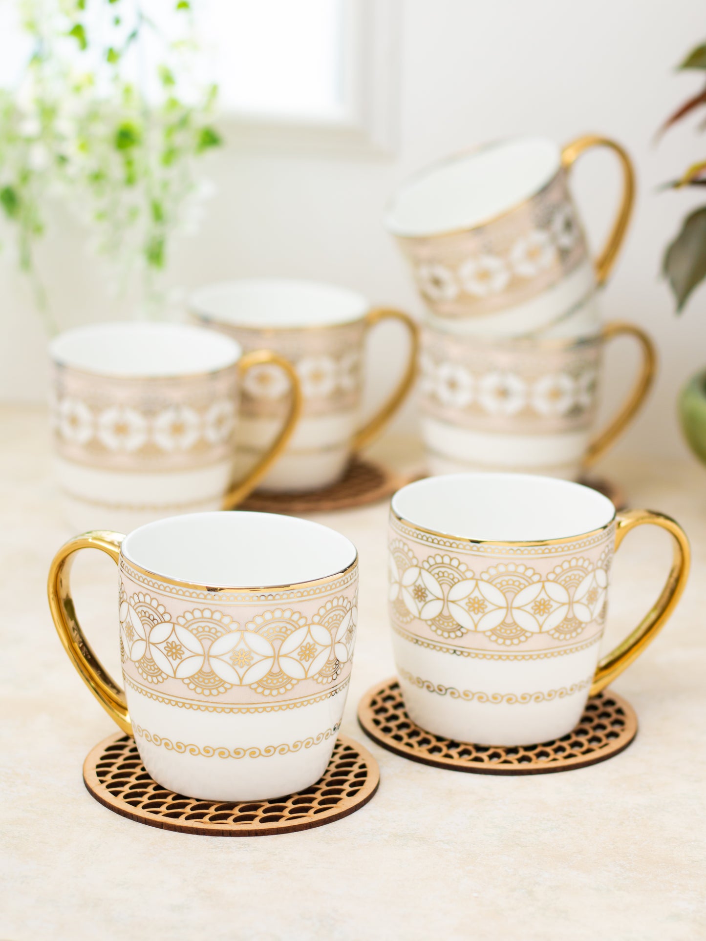 Alton Ebony Ceramic Coffee & Tea Mugs, 200ml, Set of 6 (E648)
